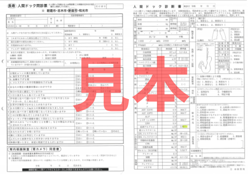 人間ドック問診票